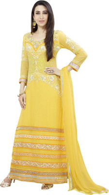 

Khushali Georgette Self Design, Embroidered Salwar Suit Dupatta Material(Un-stitched), Yellow