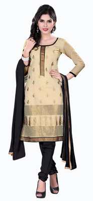 

Khushali Chanderi Self Design, Embroidered Salwar Suit Dupatta Material(Un-stitched), Beige