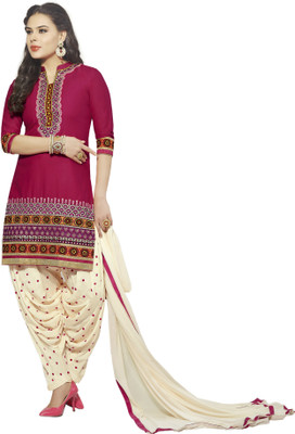 

Jiya Cotton Self Design, Embroidered Salwar Suit Dupatta Material(Un-stitched), Pink;white