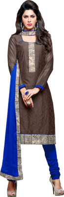 

Khushali Chanderi Self Design Salwar Suit Dupatta Material(Un-stitched), Blue;brown