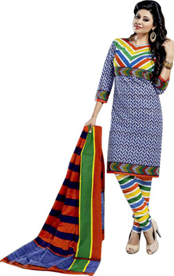 

Drapes Cotton Printed Salwar Suit Dupatta Material(Un-stitched), Blue