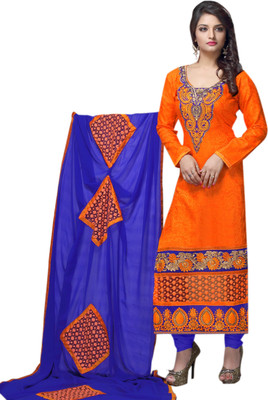 

Trendz Apparels Cotton Embroidered Salwar Suit Dupatta Material(Un-stitched), Orange