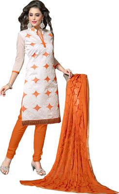 

Raagvi Chanderi Embroidered Dress/Top Material(Un-stitched), White