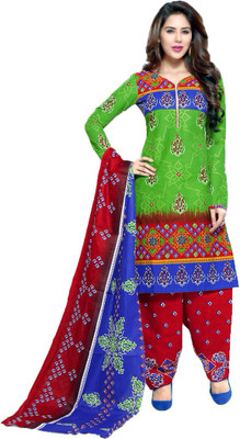 

Party Wear Dresses Cotton Printed Salwar Suit Dupatta Material(Un-stitched), Green