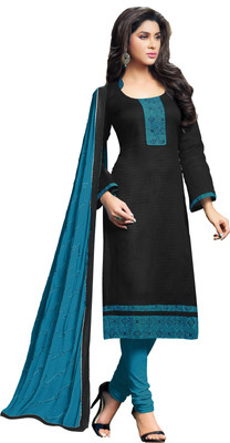 

Jiya Cotton Self Design Salwar Suit Dupatta Material(Un-stitched), Black;blue