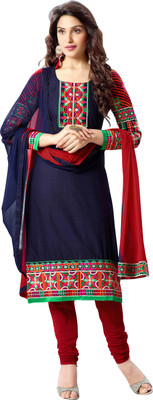 

Khushali Cotton Self Design, Embroidered Salwar Suit Dupatta Material(Un-stitched), Blue;red