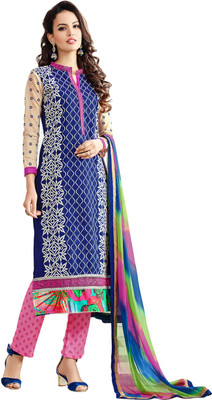 

Jiya Chanderi Self Design, Embroidered Salwar Suit Dupatta Material(Un-stitched), Blue;multicolor;pink