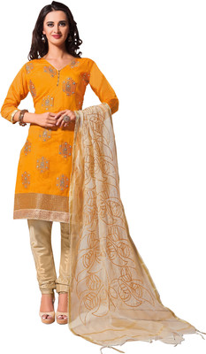 

Jiya Chanderi Embroidered, Self Design Salwar Suit Dupatta Material(Un-stitched), Yellow