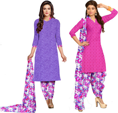 

Women Latest Fancy Designer Salwar Suit Crepe Printed Salwar Suit Dupatta Material(Un-stitched), Multicolor