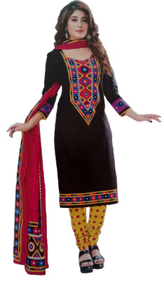 

Rajhans Creation Cotton Printed Salwar Suit Material(Un-stitched), Black
