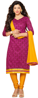 

Jiya Chanderi Self Design, Embroidered Salwar Suit Dupatta Material(Un-stitched), Purple;yellow