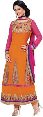 

Party Wear Dresses Georgette Embroidered Semi-stitched Salwar Suit Dupatta Material, Multicolor