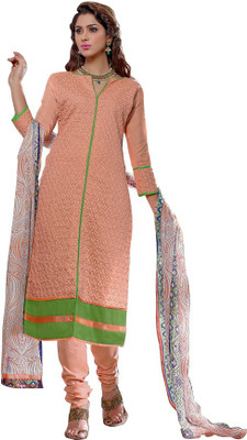 

Jiya Chanderi Self Design, Embroidered Salwar Suit Dupatta Material(Un-stitched), Peach