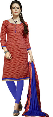 

Khushali Chanderi Self Design Salwar Suit Dupatta Material(Un-stitched), Blue;red