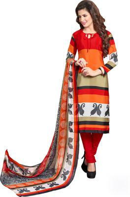 

Jiya Crepe Self Design, Printed Salwar Suit Dupatta Material(Un-stitched), Multicolor;red