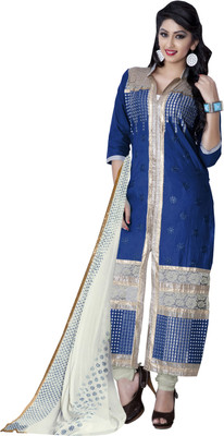

Khushali Cotton Self Design, Embroidered Salwar Suit Dupatta Material(Un-stitched), Beige;dark blue