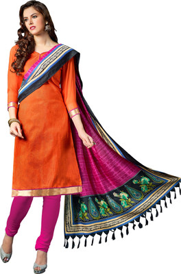 

Jiya Jute Self Design Salwar Suit Dupatta Material(Un-stitched), Orange;pink