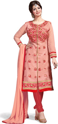 

Jiya Chanderi Self Design, Embroidered Salwar Suit Dupatta Material(Un-stitched), Orange