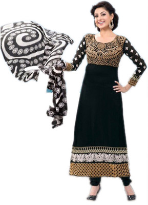 

Party Wear Dresses Georgette Embroidered Semi-stitched Salwar Suit Dupatta Material, Black