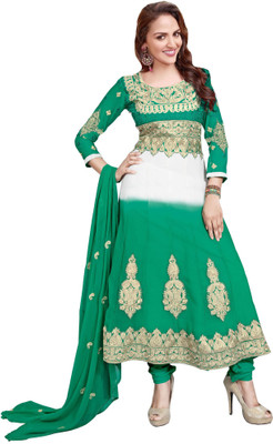 

Khusahli Georgette Self Design, Embroidered Dress/Top Material(Un-stitched), Green;white