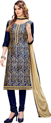 Blissta Cotton Blend Embroidered Salwar Suit Material