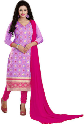 

Shree Vardhman Cotton Embroidered Salwar Suit Dupatta Material(Un-stitched), Levender
