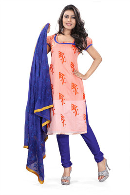 

The Four Hundred Chanderi Self Design Semi-stitched Salwar Suit Dupatta Material, Blue