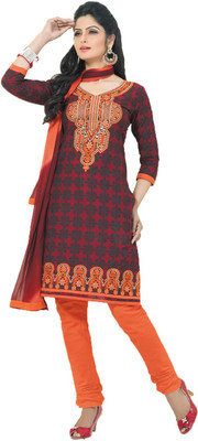 

Pshopee Cotton Embroidered Salwar Suit Dupatta Material(Un-stitched), Brown