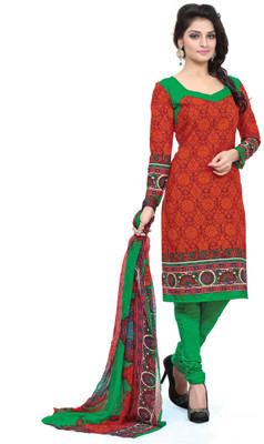 

The Four Hundred Cotton Polyester Blend Floral Print Semi-stitched Salwar Suit Dupatta Material, Green