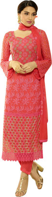 

V And V Shop Chiffon Embroidered Salwar Suit Dupatta Material(Un-stitched), Red