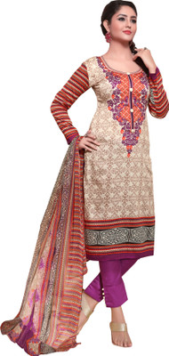 

Jiya Satin Self Design, Printed Salwar Suit Dupatta Material(Un-stitched), Beige;multicolor;purple