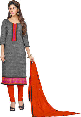 

Jiya Chanderi Self Design Salwar Suit Dupatta Material(Un-stitched), Grey;orange