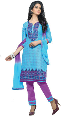 

Pshopee Cotton Embroidered Salwar Suit Dupatta Material(Un-stitched), Light blue