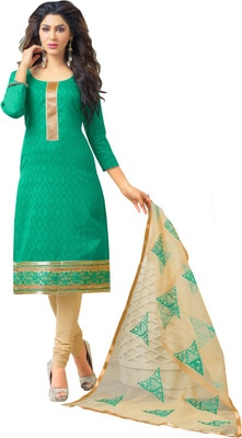 

Jiya Jacquard Self Design, Embroidered Salwar Suit Dupatta Material(Un-stitched), Beige;green