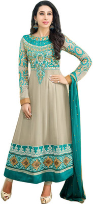

Javuli Brocade, Art Silk, Organza Embroidered Salwar Suit Material(Un-stitched), Green