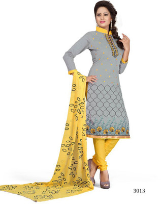 

Trendz Apparels Chanderi Embroidered Dress/Top Material(Un-stitched), Grey