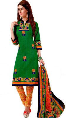 

Javuli Cotton Printed Dress/Top Material(Un-stitched), Green