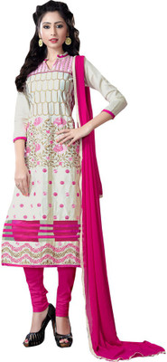 

Trendz Apparels Cotton Embroidered Salwar Suit Dupatta Material(Un-stitched), White