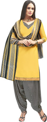 

Jiya Crepe Self Design Salwar Suit Dupatta Material(Un-stitched), Black;yellow