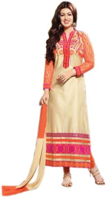 

V And V Shop Cotton Embroidered Salwar Suit Dupatta Material(Un-stitched), Orange