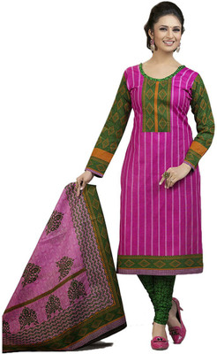 

Party Wear Dresses Cotton Printed Salwar Suit Dupatta Material(Un-stitched), Pink