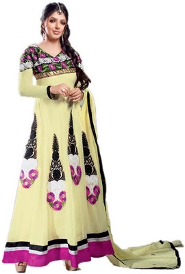 

Party Wear Dresses Georgette Embroidered Semi-stitched Salwar Suit Dupatta Material, Multicolor