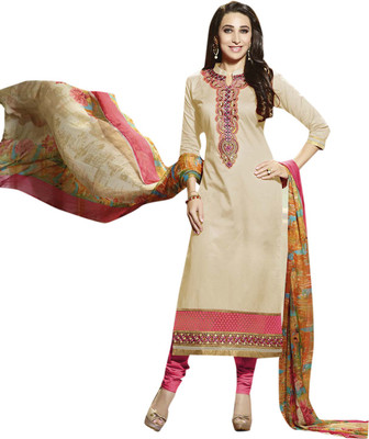 

Trendz Apparels Cotton Embroidered Salwar Suit Dupatta Material(Un-stitched), Gold