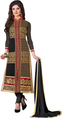 

Jiya Georgette Self Design, Embroidered Salwar Suit Dupatta Material(Un-stitched), Black