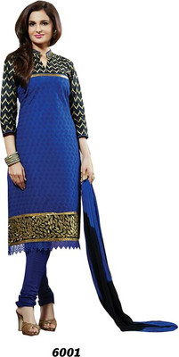 

Shoppie Zone Cotton Embroidered Salwar Suit Dupatta Material(Un-stitched), Black;blue
