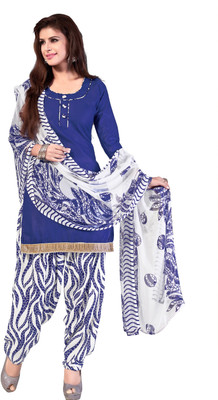 

Jiya Cotton Self Design Salwar Suit Dupatta Material(Un-stitched), Blue;white