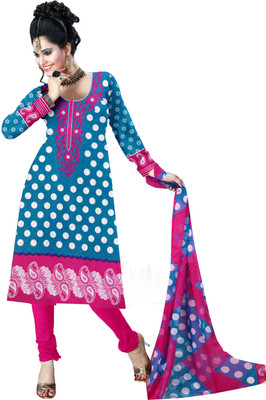 

Jiya Cotton Self Design, Printed Salwar Suit Dupatta Material(Un-stitched), Blue;pink
