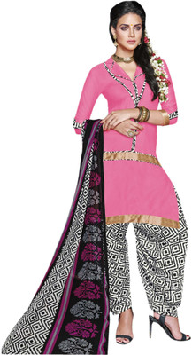 

Ewows Crepe Solid, Printed Kurta & Patiyala Material(Un-stitched), Pink