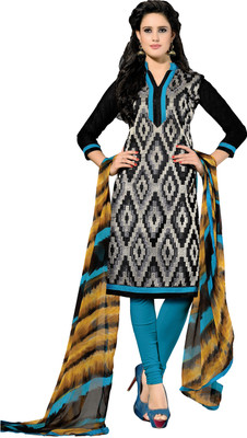 

Khushali Chanderi Self Design, Embroidered Salwar Suit Dupatta Material(Un-stitched), Black;light blue;multicolor