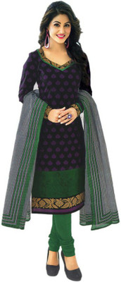 

Sharvi Cotton Printed Salwar Suit Dupatta Material(Un-stitched), Black;green